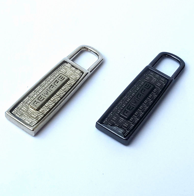 Zipper Head Supply Manufacturers Come to Picture Logo Custom Alloy Metal Styles Diverse Clothing Packaging Bag Zipper Pull Tab