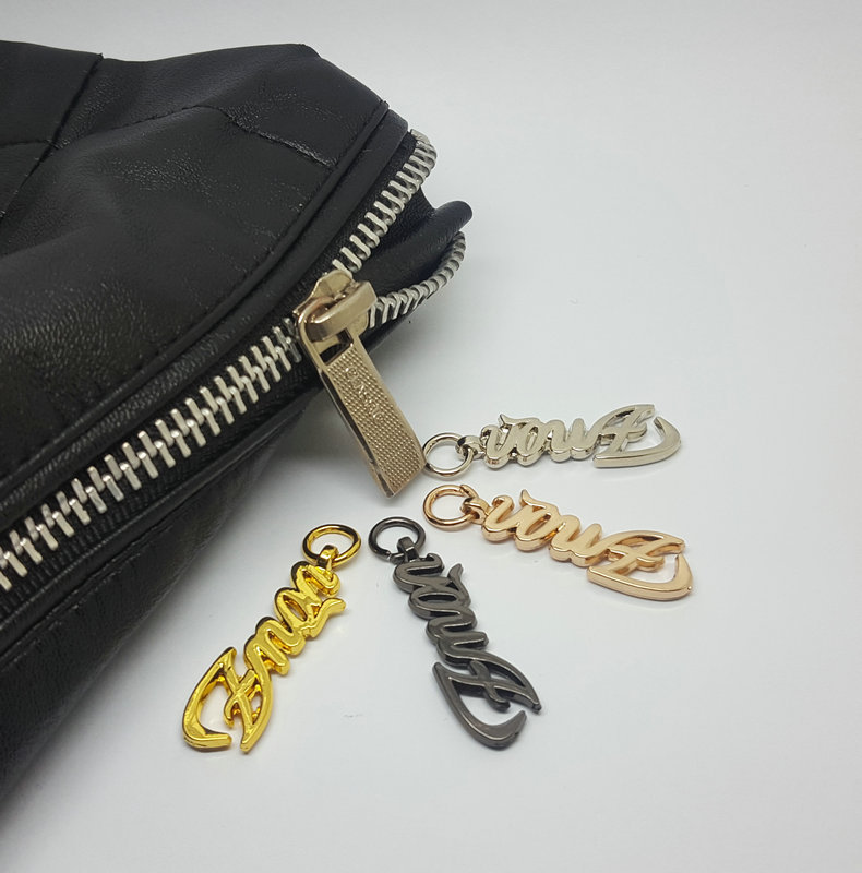 Zipper Head Supply Manufacturers Come to Picture Logo Custom Alloy Metal Styles Diverse Clothing Packaging Bag Zipper Pull Tab