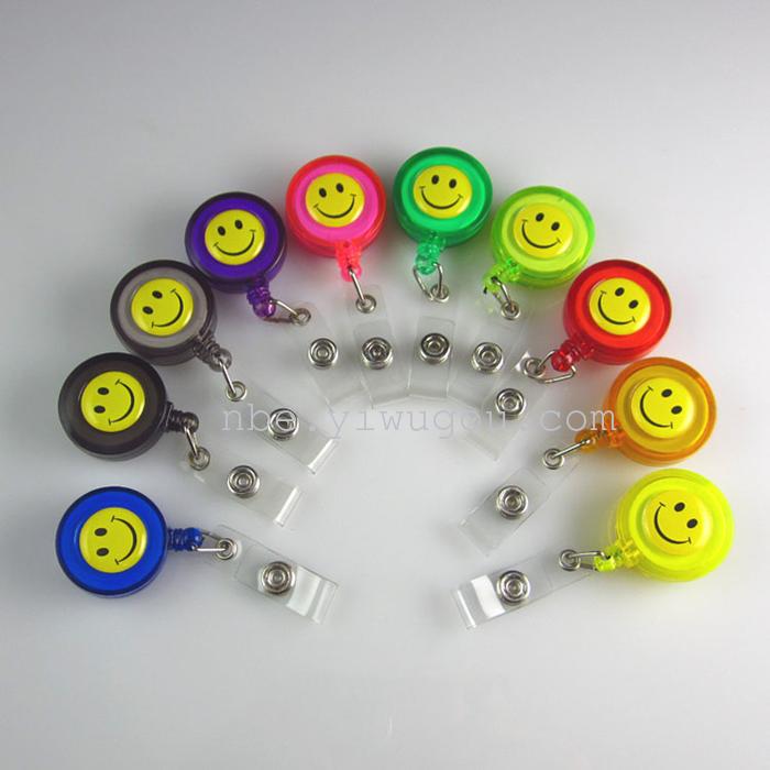 Smiley face badge easy pull tab to easily pull the telescopic buckle waist snap ID sets wire grip transparent card holder promotional hard Smiley face badge easy pull tab to easily pull the telescopic buckle waist snap ID sets wire grip transparent card holder promotional hard