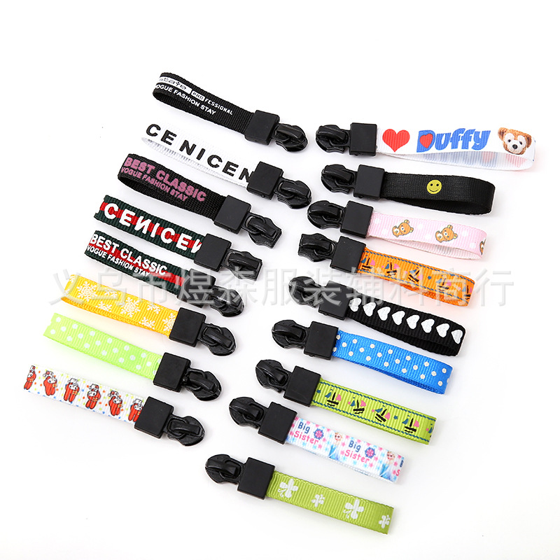 Clothing Bag Metal Zipper Head Ribbon Zipper inside-out Wear Pull Head Ribbon Pull Tab Printed Logo Text