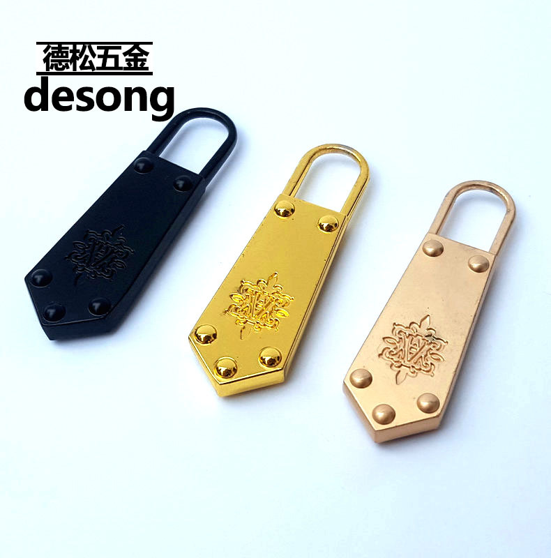 Alloy Metal Zipper Slider Tassel Pull Tab Buckle round Gold Custom Logo Custom Zipper Head round Metal No. 5
