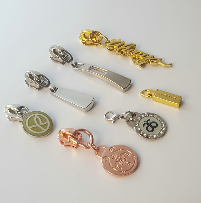 Alloy Metal Zipper Slider Tassel Pull Tab Buckle round Gold Custom Logo Custom Zipper Head round Metal No. 5