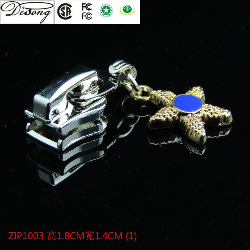 Alloy Metal Zipper Slider Tassel Pull Tab Buckle round Gold Custom Logo Custom Zipper Head round Metal No. 5