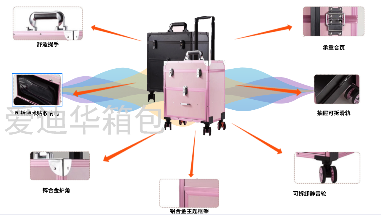 Aidi Huamel Nail Toolbox Phototherapy Machine Tattoo Makeup Beauty Aluminum Alloy Medicine Luggage Storage Trolley Case