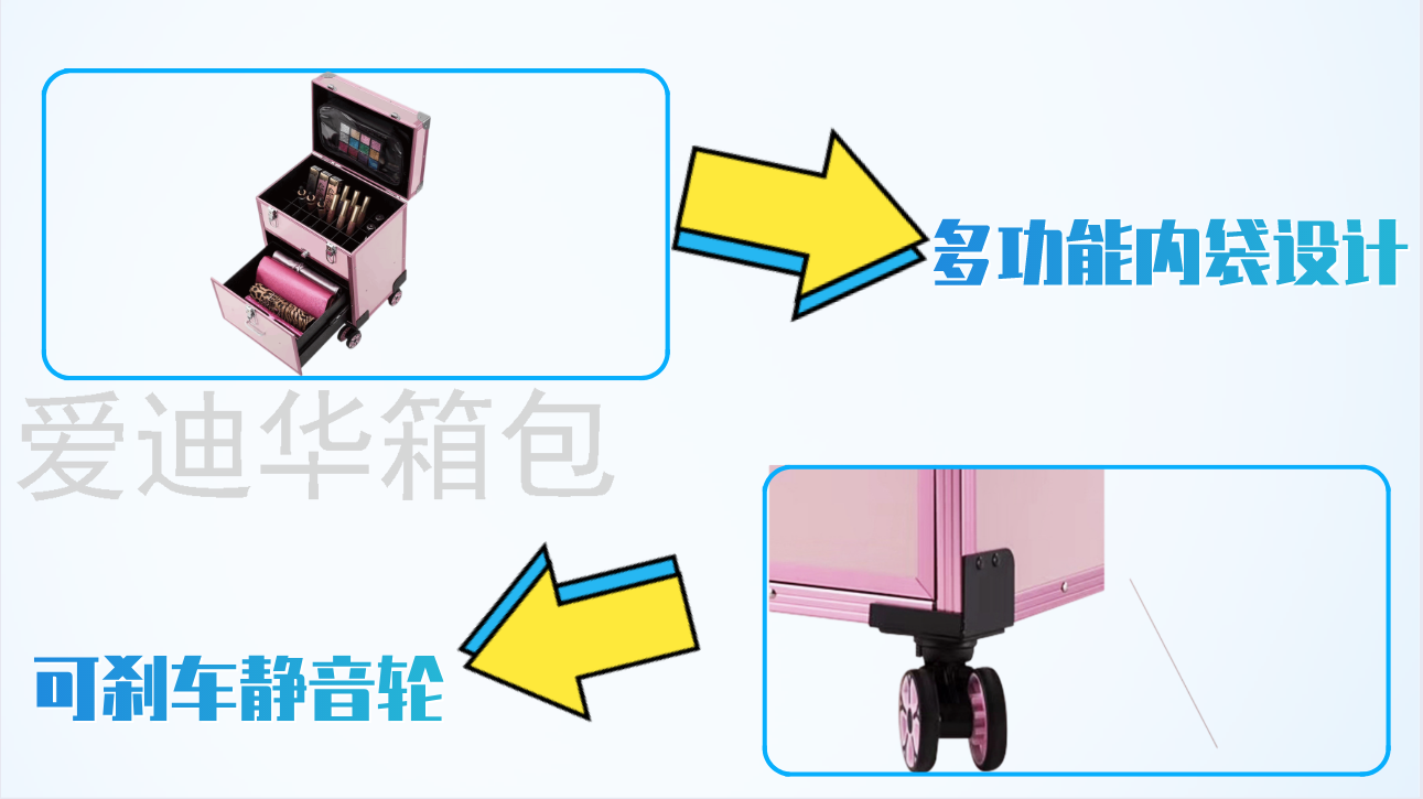 Aidi Huamel Nail Toolbox Phototherapy Machine Tattoo Makeup Beauty Aluminum Alloy Medicine Luggage Storage Trolley Case