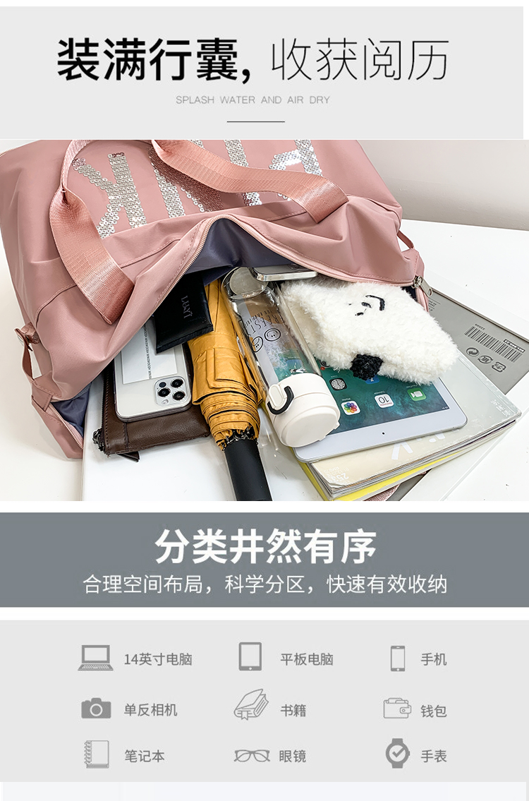 Oversized Collect Clothes Hand-Held Luggage Bag Women's Lightweight and Large Capacity Short-Distance Travel Travel Storage Bag Can Cover Trolley Case