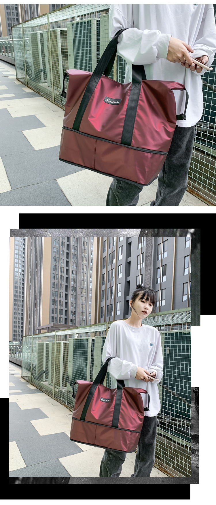 Portable Extended Bag Can Cover Trolley Case Short Distance Travel Business Trip Luggage Bag Large Capacity Dry Wet Separation Gym Bag Portable Extended Bag Can Cover Trolley Case Short Distance Travel Business Trip Luggage Bag Large Capacity Dry Wet Separation Gym Bag