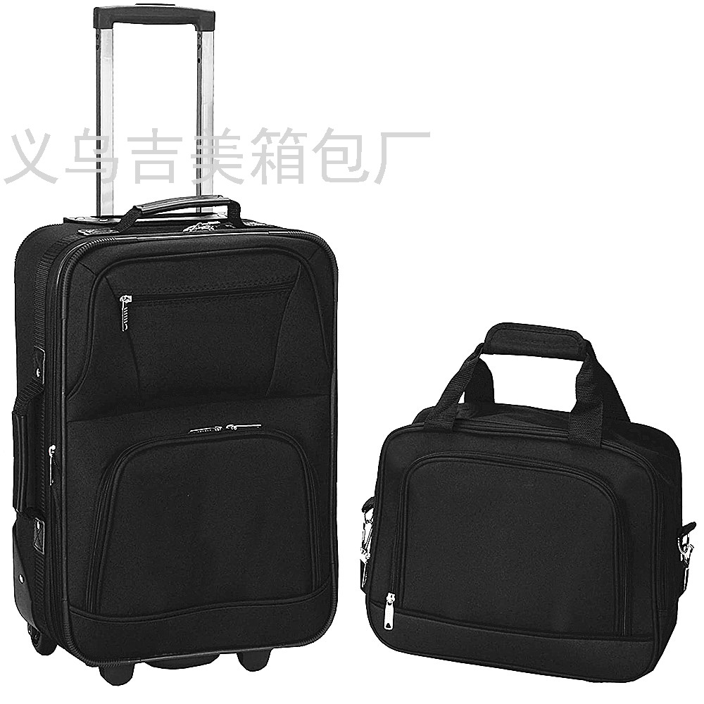 Factory Export Luggage TwoPiece Set 20-Inch Suitcase Customized Trolley Case Zipper Boarding Bag Foreign Trade Wholesale