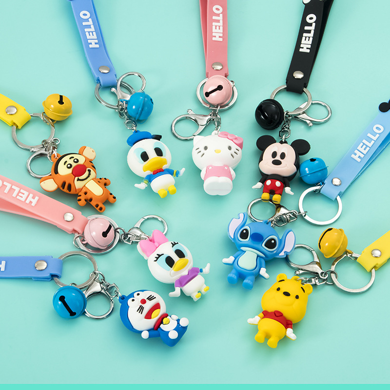 Korean PVC Three-Dimensional Soft Rubber Cartoon Cat Doll Keychain Fashion Bag Package Pendant Key Chain Accessories Pendant