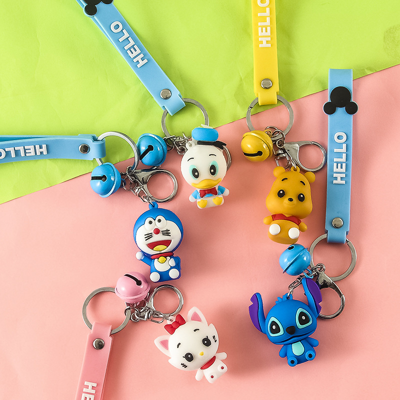 Korean PVC Three-Dimensional Soft Rubber Cartoon Cat Doll Keychain Fashion Bag Package Pendant Key Chain Accessories Pendant