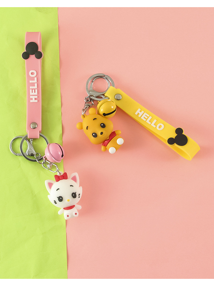 Korean PVC Three-Dimensional Soft Rubber Cartoon Cat Doll Keychain Fashion Bag Package Pendant Key Chain Accessories Pendant