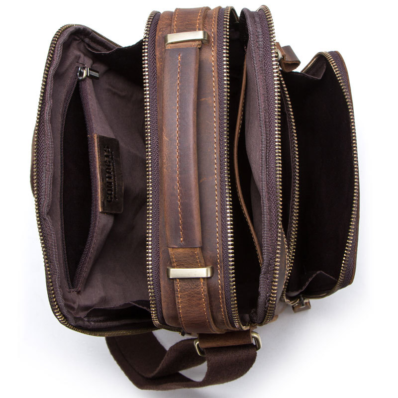 Angel Vintage Crazy Horse Leather Men&#039;s Bag Multifunctional Foreign Trade Occident Fashion Bag CrossBorder on Behalf