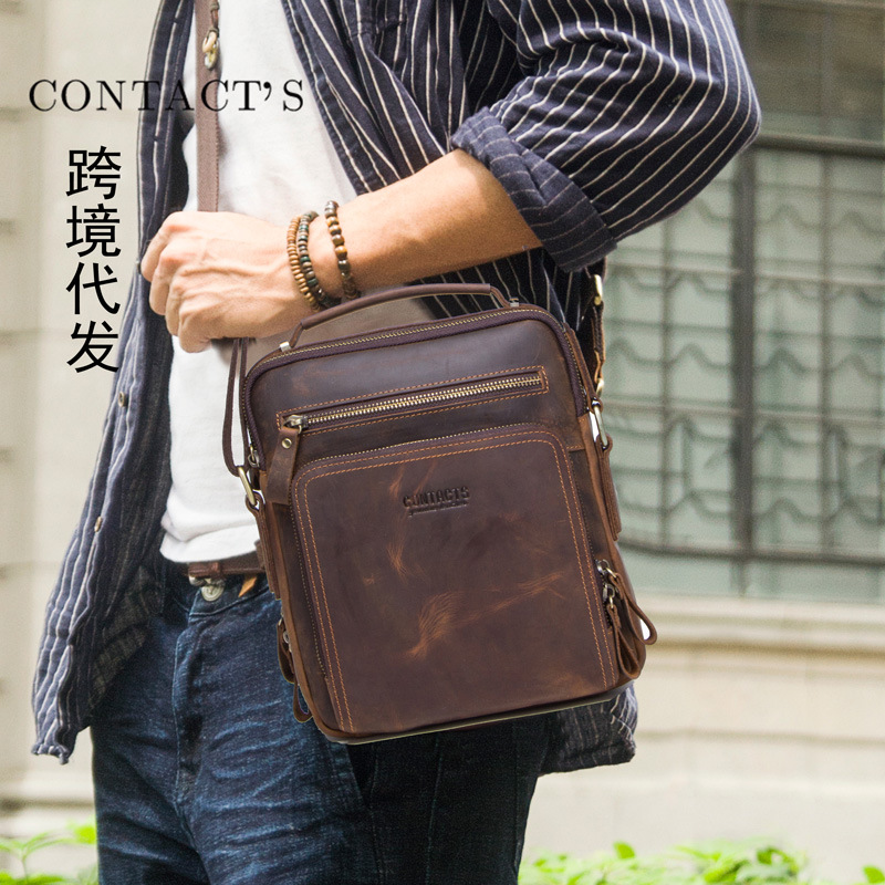 Angel Vintage Crazy Horse Leather Men&#039;s Bag Multifunctional Foreign Trade Occident Fashion Bag CrossBorder on Behalf