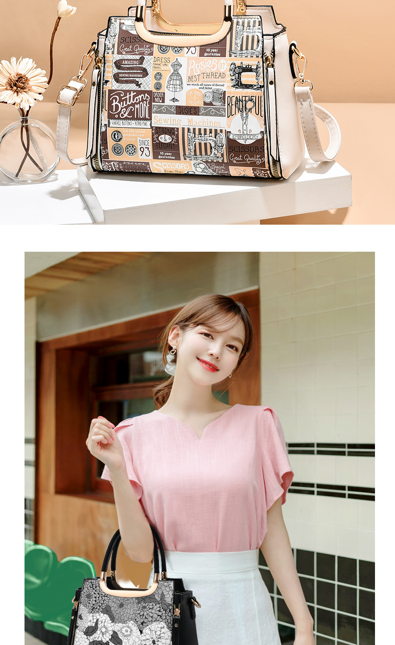 Tote Bag Women's 2021 New Fashion Bag Large Capacity Shoulder Hand Painted Graffiti Bag Fashion Handbag 12015