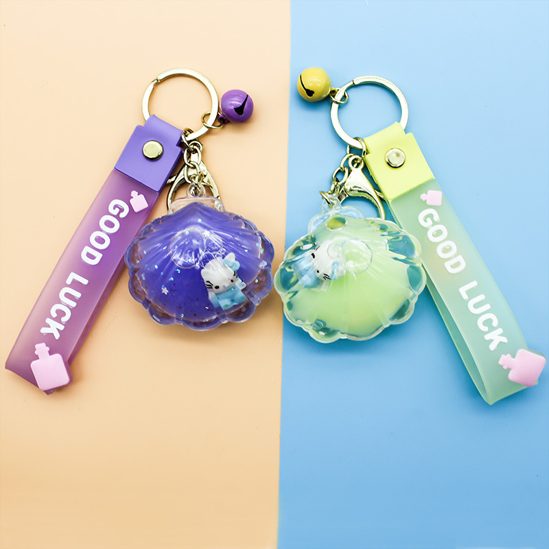 Creative Five-Pointed Star Quicksand Floating Bottle Cute Acrylic Starfish Keychain Fashion Bag Package Pendant Gift Wholesale