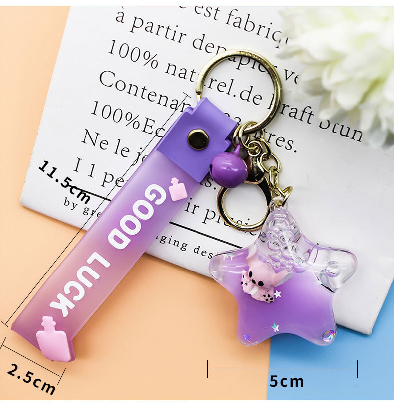 Creative Five-Pointed Star Quicksand Floating Bottle Cute Acrylic Starfish Keychain Fashion Bag Package Pendant Gift Wholesale