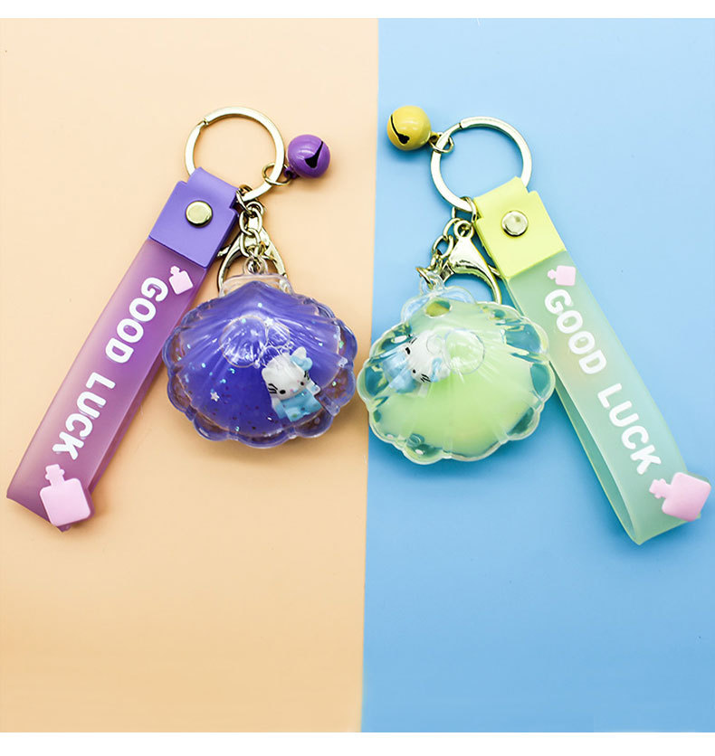 Creative Five-Pointed Star Quicksand Floating Bottle Cute Acrylic Starfish Keychain Fashion Bag Package Pendant Gift Wholesale