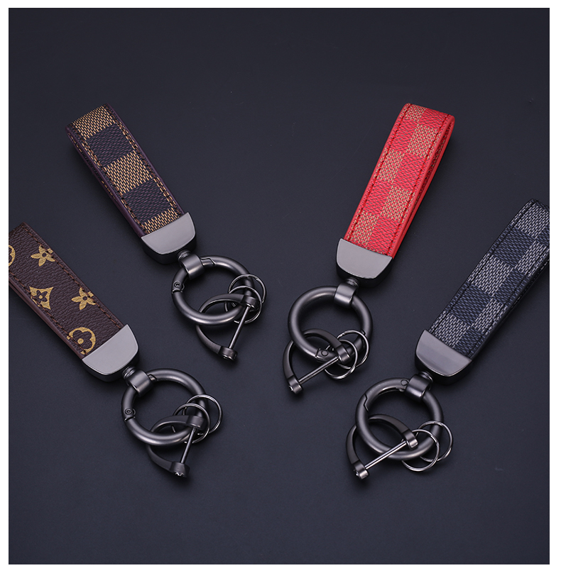 Cross-Border Luxury Plaid Car Key Ring Leather Key Ring Silver Fashion Bag Package Pendant Manufacturer Cross-Border Luxury Plaid Car Key Ring Leather Key Ring Silver Fashion Bag Package Pendant Manufacturer