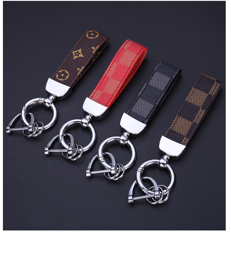 Cross-Border Luxury Plaid Car Key Ring Leather Key Ring Silver Fashion Bag Package Pendant Manufacturer Cross-Border Luxury Plaid Car Key Ring Leather Key Ring Silver Fashion Bag Package Pendant Manufacturer
