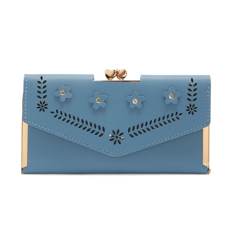 2021 New Korean Women&#039;s Wallet Long Women&#039;s Fashion Bag Rivet Buckle Wallet Card Holder Dinner Bag