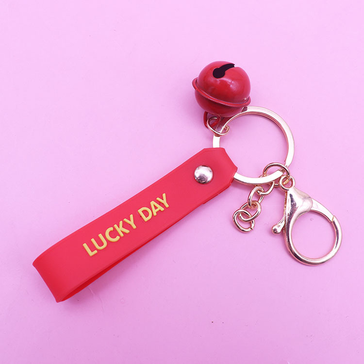 Girl Heart Bell Key Buckle Phone Case Pendant Letter PVC Soft Rubber Schoolbag Key Lanyard Festival Small Gift