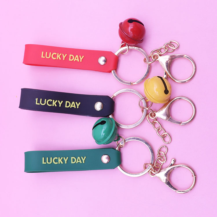 Girl Heart Bell Key Buckle Phone Case Pendant Letter PVC Soft Rubber Schoolbag Key Lanyard Festival Small Gift