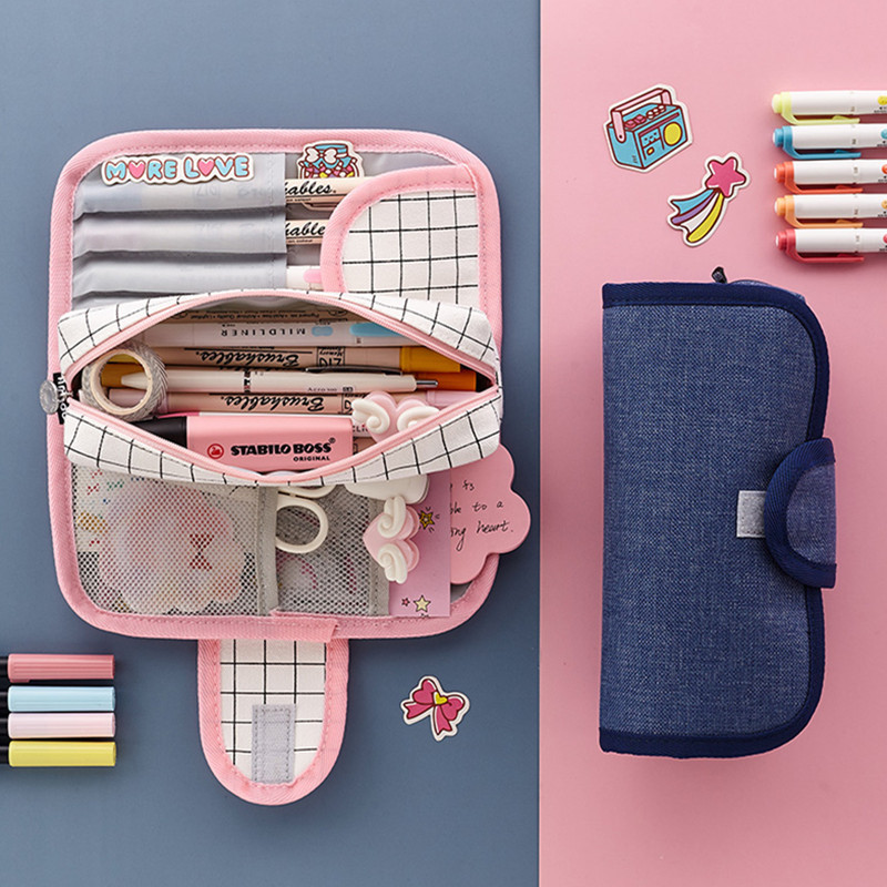 Guangzhou Qingsheng Angoo Creative Buckle Pencil Case Primary and Secondary School Students Large Capacity Internet Celebrity Female Stationery Simple Storage Pencil Case
