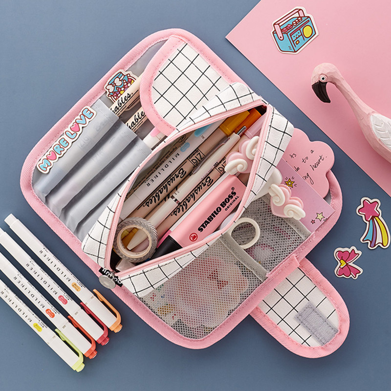Guangzhou Qingsheng Angoo Creative Buckle Pencil Case Primary and Secondary School Students Large Capacity Internet Celebrity Female Stationery Simple Storage Pencil Case