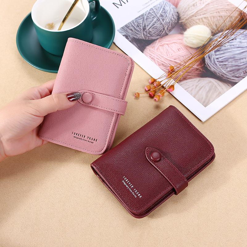 New 2021 Women&#039;s Hand-Held Change Key Case Simple Japanese and Korean Buckle Multi-Functional Short Keychain Multiple Card Slots