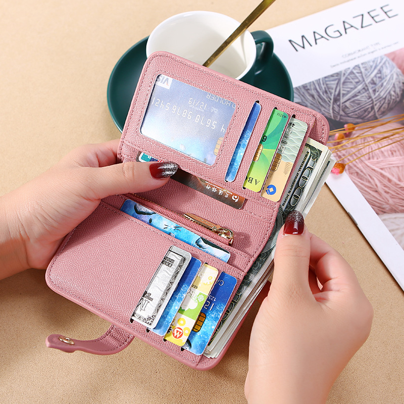 New 2021 Women&#039;s Hand-Held Change Key Case Simple Japanese and Korean Buckle Multi-Functional Short Keychain Multiple Card Slots