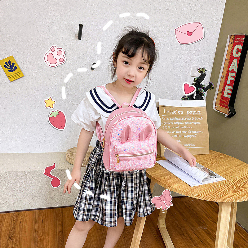 2021 New 2-8 Years Old Western Style Backpack Long Ears Cute Cartoon Bag Children&#039;s Bag Factory Wholesale