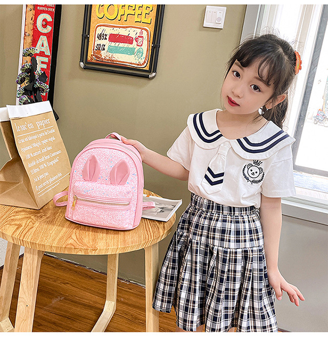 2021 New 2-8 Years Old Western Style Backpack Long Ears Cute Cartoon Bag Children's Bag Factory Wholesale