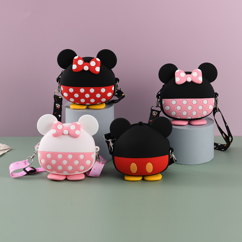 New Children&#039;s Casual Cartoon Bag Silicone Mickey Bag Minnie Bag Children&#039;s Shoulder Crossbody Coin Purse