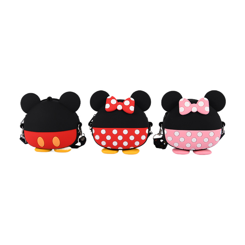 New Children&#039;s Casual Cartoon Bag Silicone Mickey Bag Minnie Bag Children&#039;s Shoulder Crossbody Coin Purse