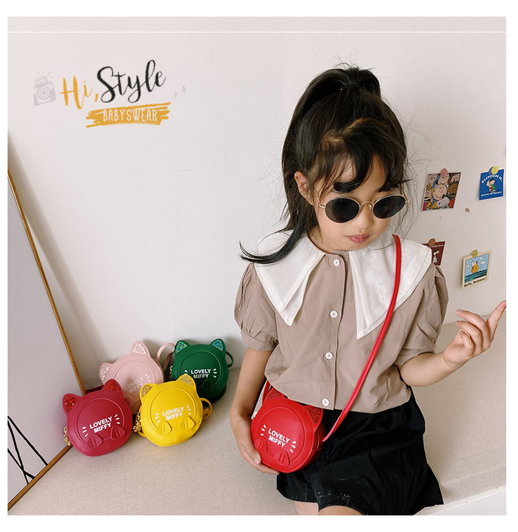 Baby bag Super Cute Cat Cartoon bag children Small round bag fashion Princess bag girl Crossbody Bag