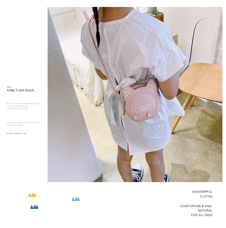 Baby bag Super Cute Cat Cartoon bag children Small round bag fashion Princess bag girl Crossbody Bag