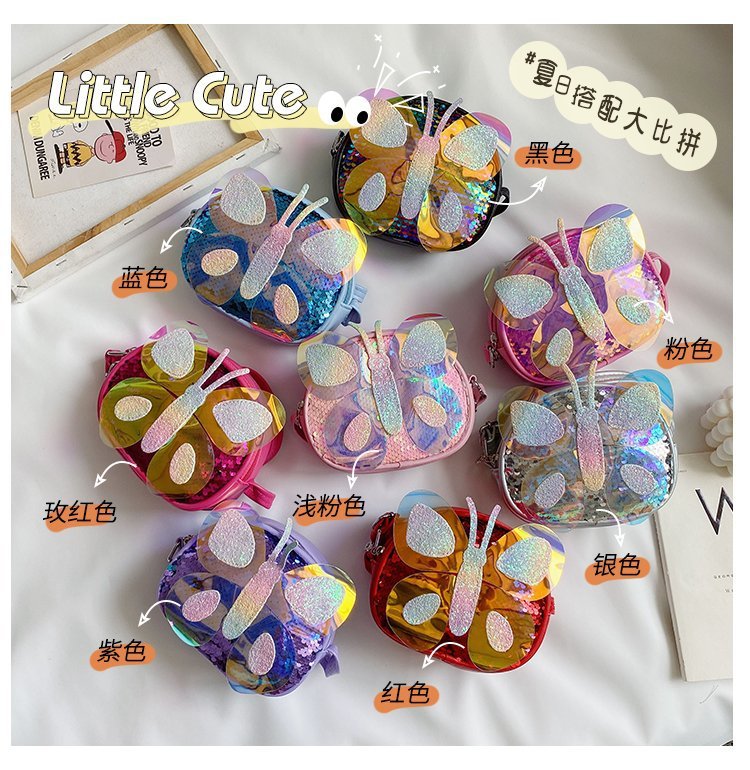 2021 Summer Korean Style Bag New Butterfly Messenger Bag Shoulder Bag Children Cartoon Bag Trendy Cute Girls' Bags