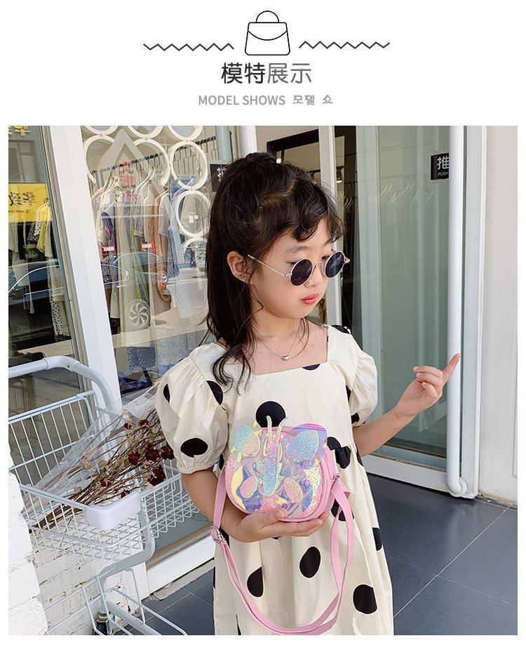 2021 Summer Korean Style Bag New Butterfly Messenger Bag Shoulder Bag Children Cartoon Bag Trendy Cute Girls' Bags