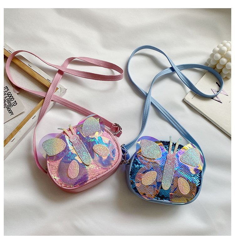 2021 Summer Korean Style Bag New Butterfly Messenger Bag Shoulder Bag Children Cartoon Bag Trendy Cute Girls' Bags