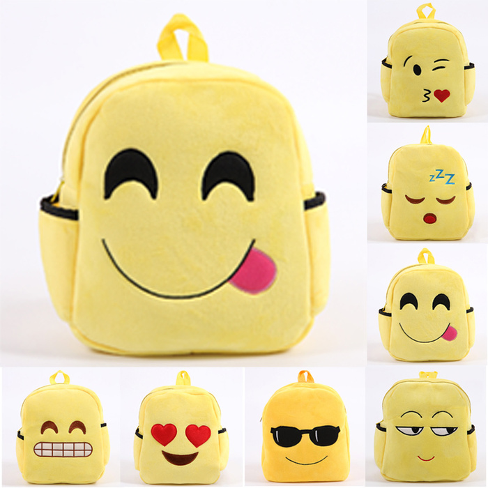 QQ face plush backpack cartoon bag smiling face pattern EMOJI