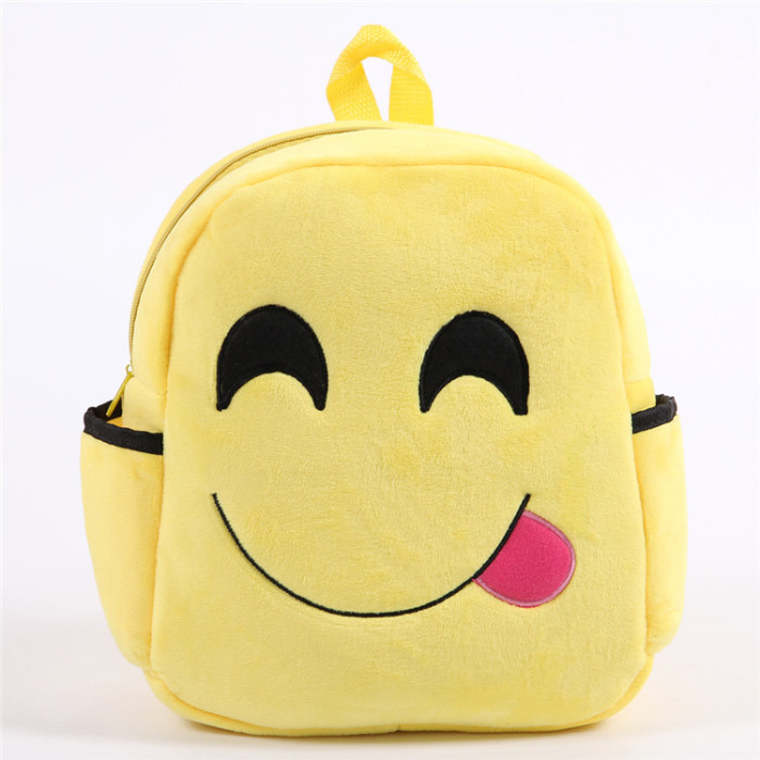 QQ face plush backpack cartoon bag smiling face pattern EMOJI