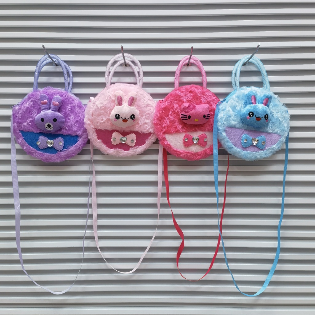 Plush Bag Children's Satchel Cartoon Bag Portable Messenger Bag Cartoon Animal Head Children's Single-Shoulder Bag