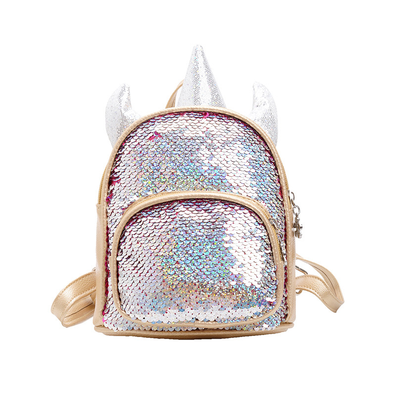 2021 New Kindergarten Children&#039;s Bag Unicorn Pu Sequins Crossbody Sling/Backpack Children Cartoon Bag Wholesale