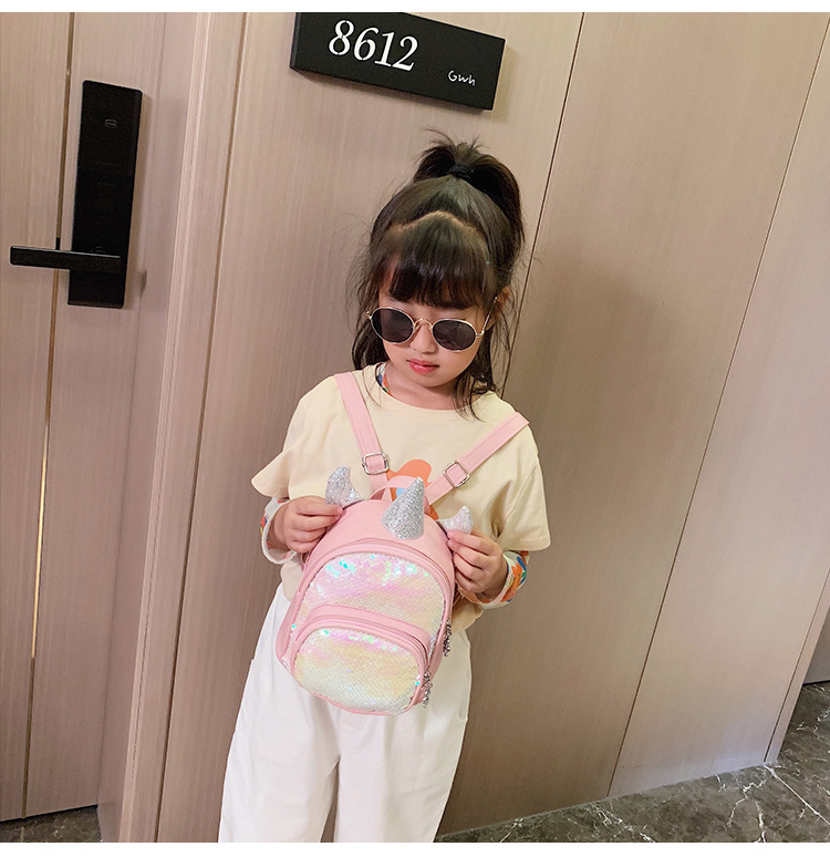 2021 New Kindergarten Children's Bag Unicorn Pu Sequins Crossbody Sling/Backpack Children Cartoon Bag Wholesale