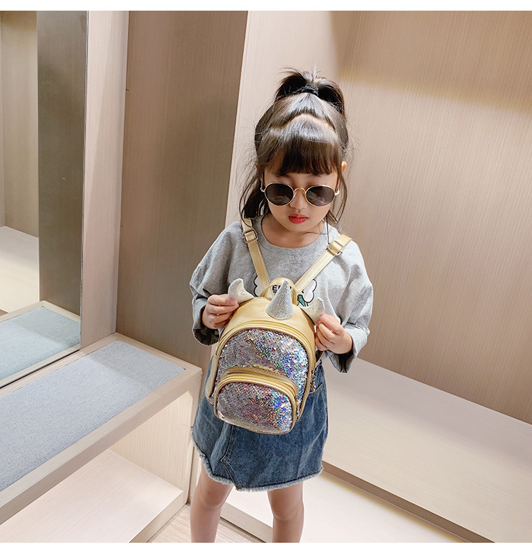 2021 New Kindergarten Children's Bag Unicorn Pu Sequins Crossbody Sling/Backpack Children Cartoon Bag Wholesale