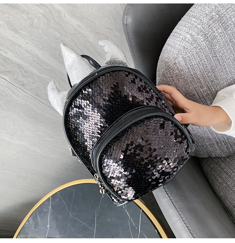 2021 New Kindergarten Children's Bag Unicorn Pu Sequins Crossbody Sling/Backpack Children Cartoon Bag Wholesale