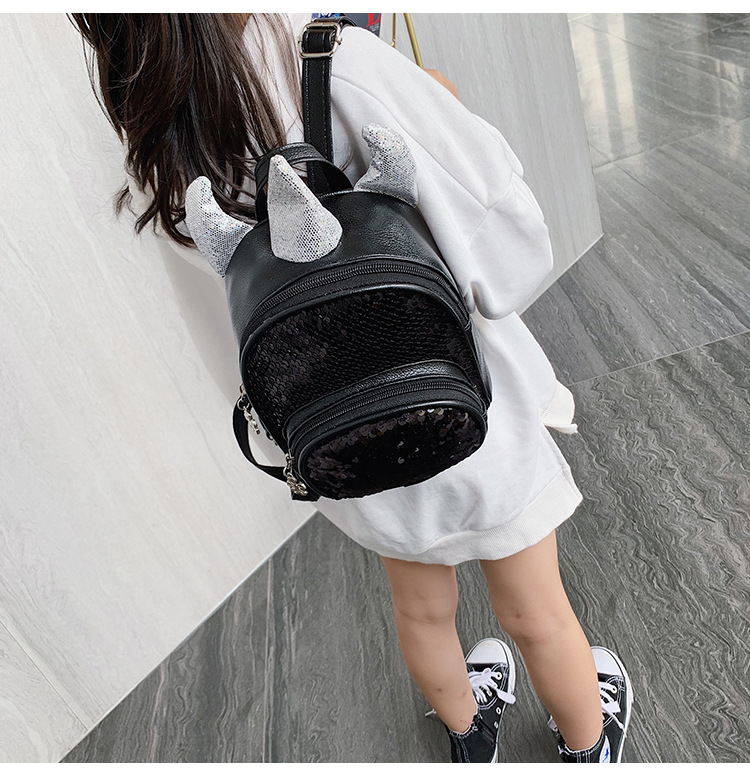 2021 New Kindergarten Children's Bag Unicorn Pu Sequins Crossbody Sling/Backpack Children Cartoon Bag Wholesale