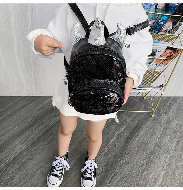 2021 New Kindergarten Children's Bag Unicorn Pu Sequins Crossbody Sling/Backpack Children Cartoon Bag Wholesale