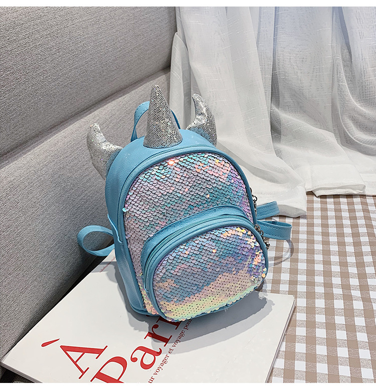 2021 New Kindergarten Children's Bag Unicorn Pu Sequins Crossbody Sling/Backpack Children Cartoon Bag Wholesale