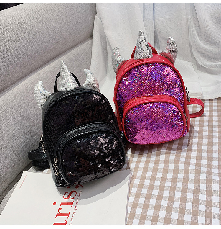 2021 New Kindergarten Children's Bag Unicorn Pu Sequins Crossbody Sling/Backpack Children Cartoon Bag Wholesale